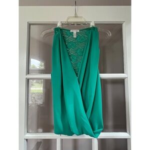 Ambiance Apparel Teal Green Lace Back Sleeveless Blouse